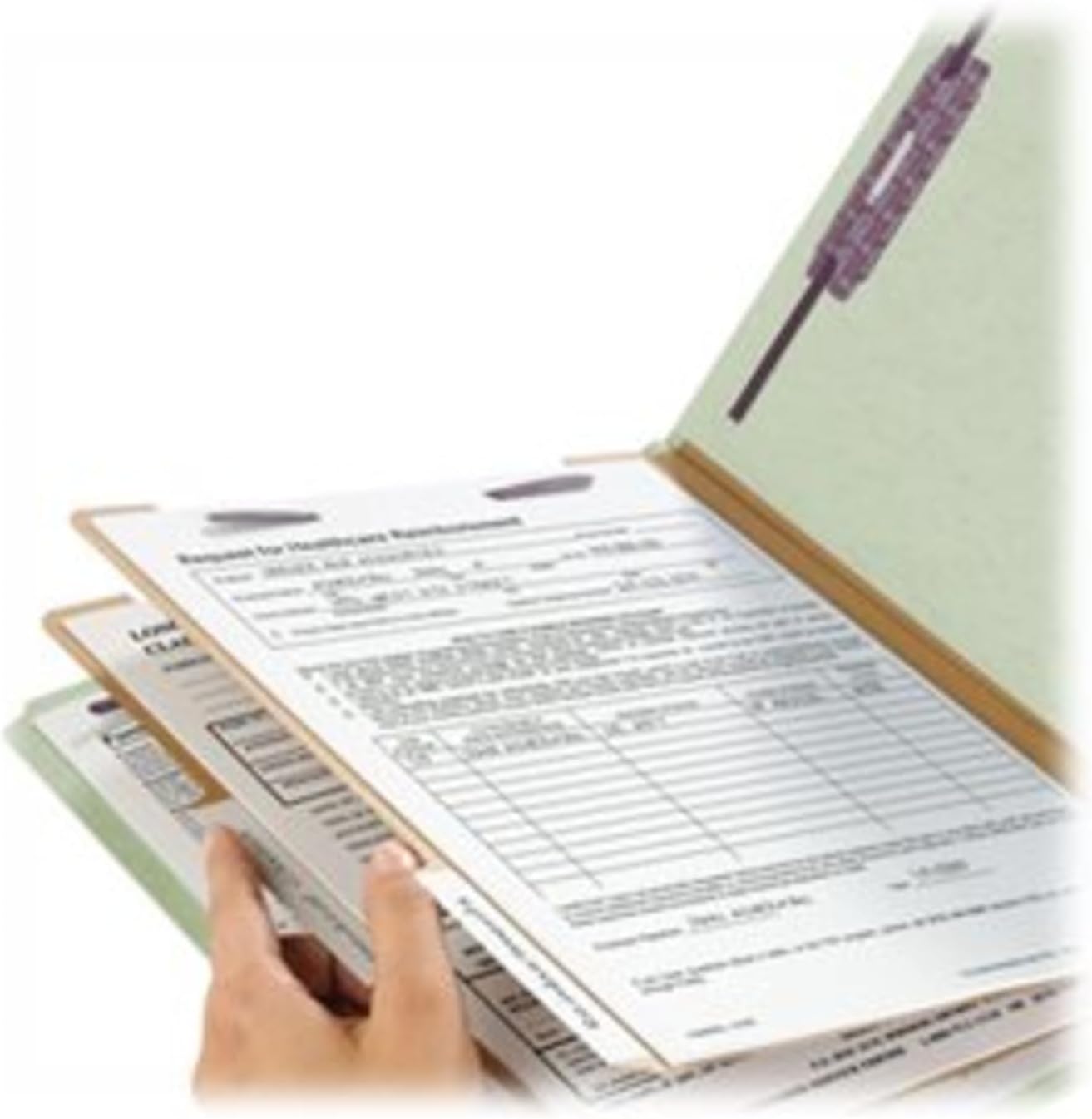 Smead Pressboard Classification File Folder - Legal Size with SafeSHIELD Fasteners | Gray/Green, 10 Pack