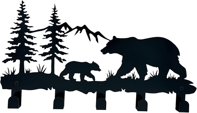 ZORISE Metal Bear Coat Hooks - Animal Theme Wall Art Decor and Key Holder, Hangers for Clothes, Hat, and Backpack, Home Storage Decor for Entryway, Hallway, Office, Kitchen, and Living Room