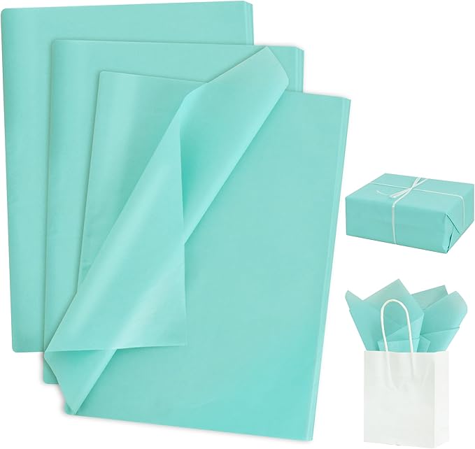 BEISHIDA 100 Sheets Teal Tissue Paper Bulk, Wrapping Tissue Paper for Gift Bags, 14 x 20 Inch Gift Wrap for Birthday Wedding Graduation DIY Crafts Holiday Flowers