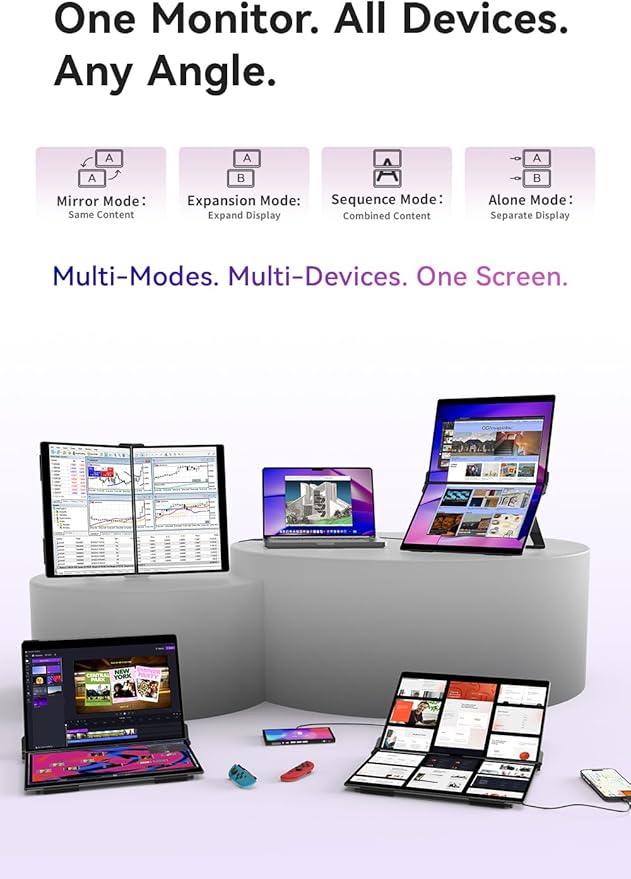 EHOMEWEI X1 Air, 14.2 Inch 2.8K IPS Display, 90Hz Dual-Screen, 400 Nit Brightness, 100% sRGB (Dual-Screen 14.2" No-Touch, 14.2")