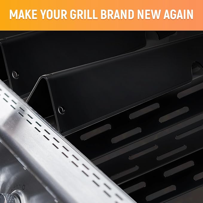 RuiTEERS Grill Flavorizer Bars for Weber Genesis II E-410, S-410, LX E-440, S-440, Weber Genesis 2 66041, 66033, 66796, Heat Deflectors BBQ Grill Heat Plate, 17" Porcelain Steel Grill Flavor Bars