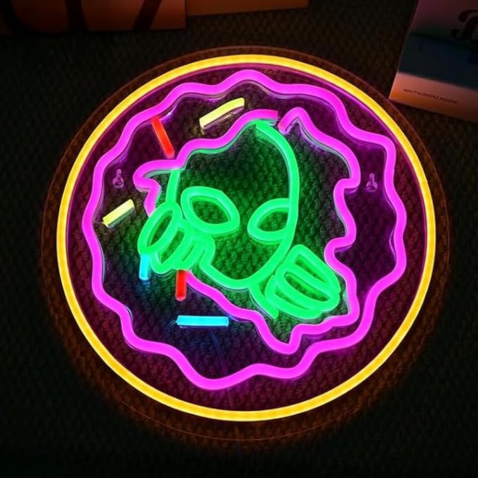 Tacos Alien Neon Sign for Man Room Decor Mexican Tacos Led Light Sign for Wall Decor Green Alien Neon Signs for Party Bar Club Restaurant Man Cave