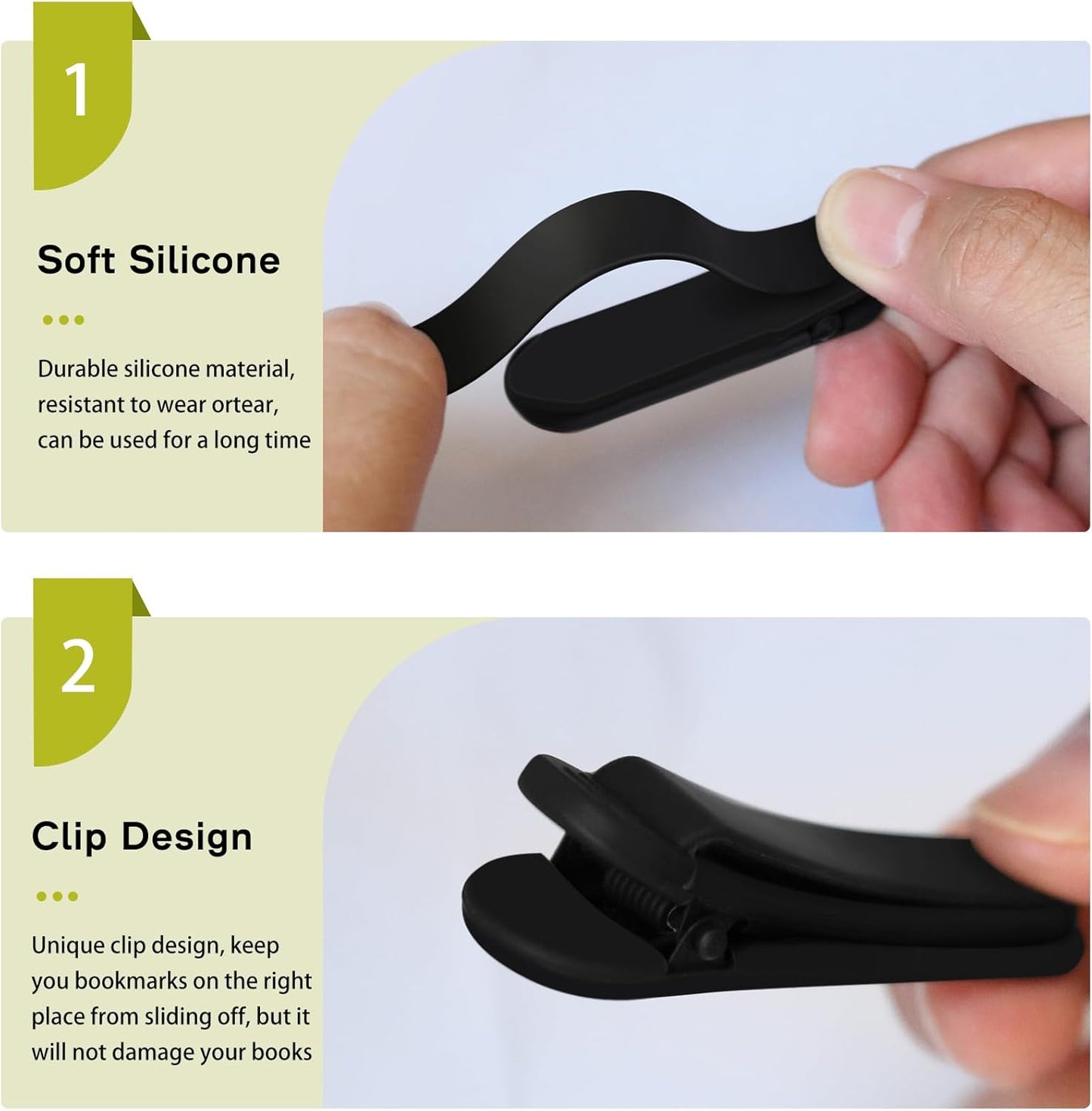 SMUK Automatic Silicone Bookmarks - 3pcs Cute & Unique Reading Accessories for Book Lovers