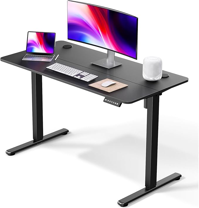 Electric Standing Desk 48 x 24 Inches, Height Adjustable Sit Stand Home Office Computer Desk with Memory Presets,Black