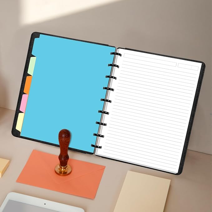 9 Disc Lined Paper Refills for Happy Planners - 100 Sheets/200 Pages Classic Size Lined Paper with 5 Sheets Dividers, 7" x 9.25"