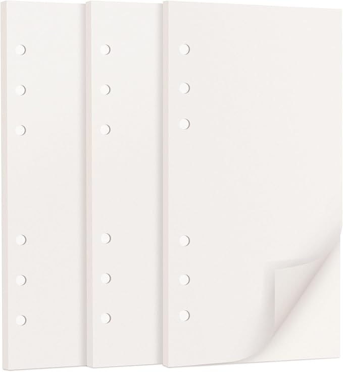 A6 Loose Leaf Refill Paper, 171x94mm, 135 Sheets Plain White Planner Refills, 6-Ring Binder Compatible, 100GSM Insert Papers for Notebooks, School, Office, College Notes, Journaling & Printing