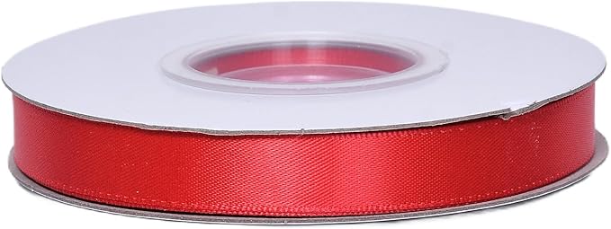 YAMA Red Double Faced Satin Ribbon 1/2 Inch 25 Yards Thin Red Fabric Ribbon for Gift Wrapping Crafts Bows Wedding Party Decoration