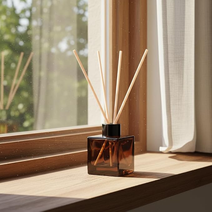 100ml 4pcs Reed Diffuser Bottles,Fragrance Diffuser Empty Bottle with 20pcs Reed Sticks for Home Fragrance Accessories and Women Gift Room,Home,Bathroom Decor