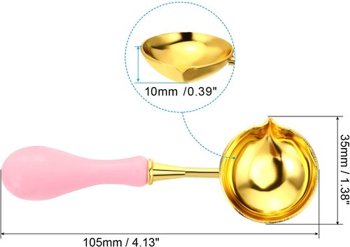 PATIKIL Wax Seal Spoon - Vintage Brass Melting Spoon with Wooden Handle for Crafting | Pink/Gold
