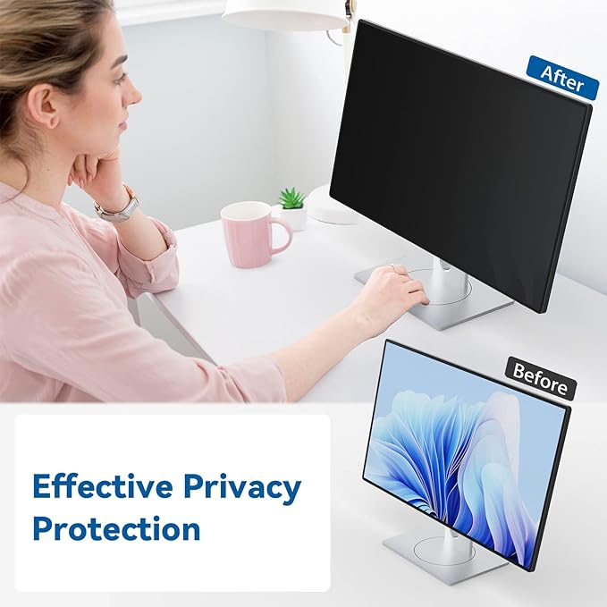 [2-Pack] 32 Inch Computer Privacy Screen Filter for 16:9 Widescreen Monitor, IPROKKO Removable 32in Anti Blue Light Glare Privacy Shield, Anti Spy Security Protector for Hp Dell Asus Acer Samsung View