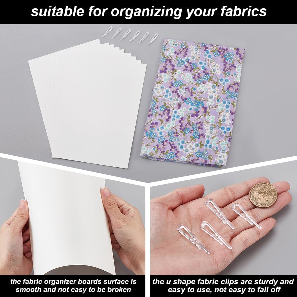 Skiennix Fabric Storage Boards - 200 Pcs 7.5 x 10.6 Inch with 3 mm Thickness & 900 U-Shape Clips