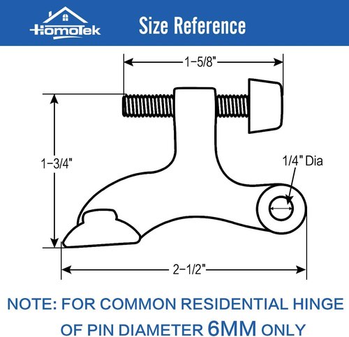 HOMOTEK Heavy Duty Hinge Pin Door Stopper - Adjustable 20 Pack with Black Rubber Bumper Tips | 2-1/2x1-3/4 Inch, Oil Rubbed Bronze
