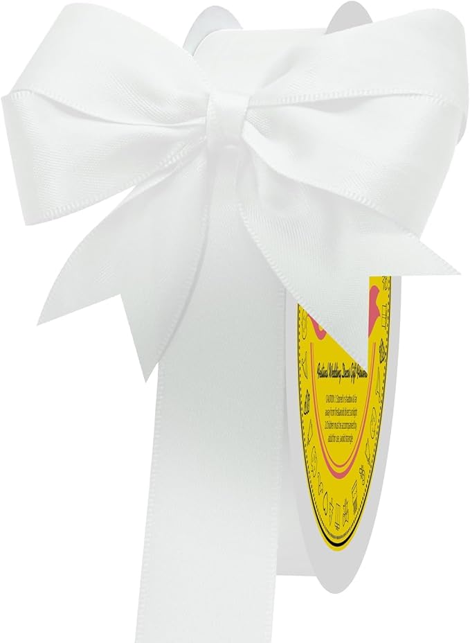 Off White Double Face Satin Ribbon 1 inch X 50 Yards Spool Bright Colors Very Suitable for Weddings Gift Package Wrapping Dancer Wand Sewing Party Hair Bow Invitation Decorations and More