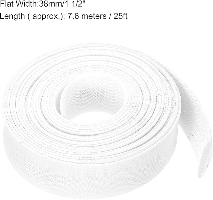 uxcell Expandable Sleeving, 1 1/2-inch 25ft Cable Sleeve, White