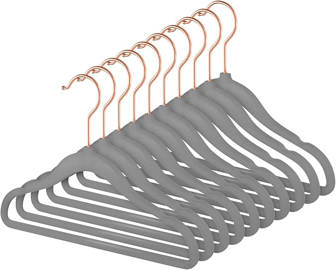 MIZGI Baby Velvet Hangers,Non-Slip Kids & Toddler Hangers,11.8 Inch Hangers for Baby Clothes,Pack of 50(Gray)