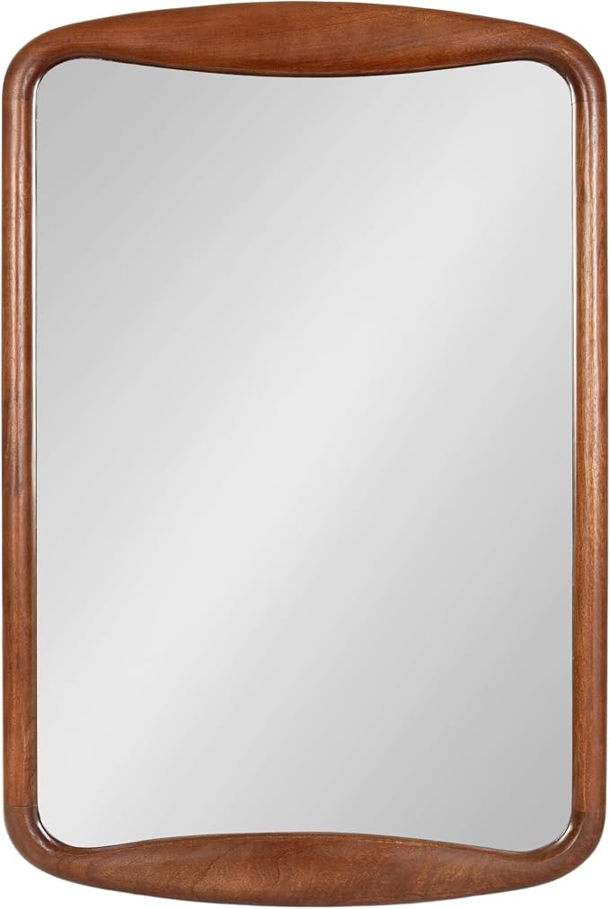 Kate and Laurel Hera Modern Rounded Rectangle Wall Mirror, 24 x 36, Walnut Brown, Decorative Mid-Century Rectangular Wall Decor for Use as Bathroom Mirror for Over Sink or Entryway Decor Piece