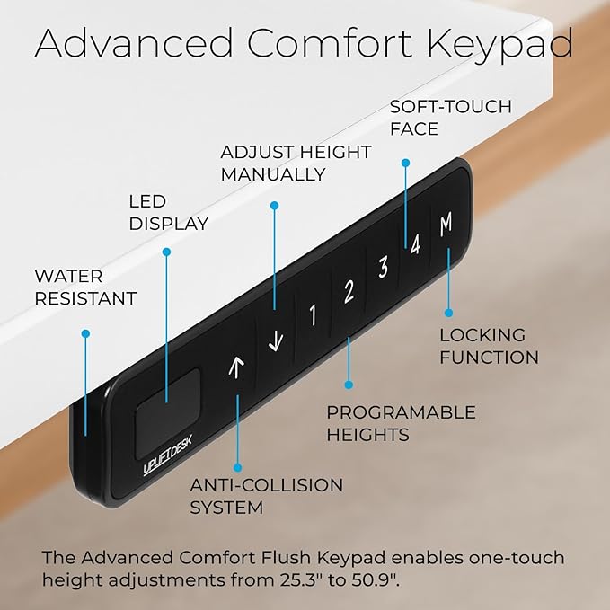 UPLIFTDESK V2 2-Leg Black Laminate Wood Standing Desk – Adjustable Height, Advanced 1-Touch Memory Keypad, Under Desk Cable Management, Wire Grommets & Rocker Board (Black C-Frame, 42 x 30 inch)