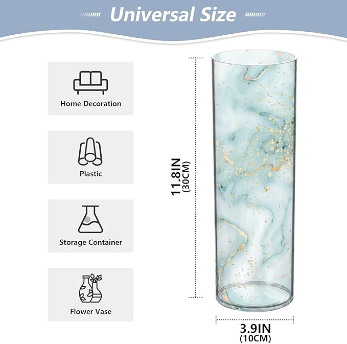 Vase Plastic Vase Elegant Cylinder Flower Vase Shatterproof Decorative Centerpiece for Home Table Office Weddings Events (11.8 x 3.9 in)