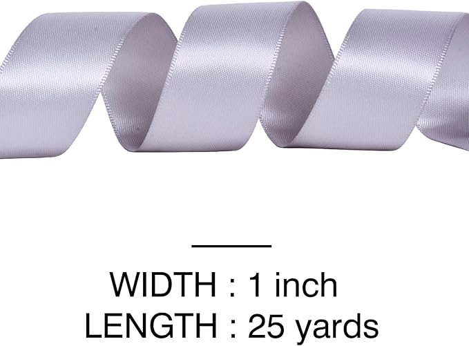 YAMA Silver Double Faced Satin Ribbon, 1 Inch 25 Yards, Great for Crafts Bows Flower Bouquet Wedding Home Decor Gift Wrapping