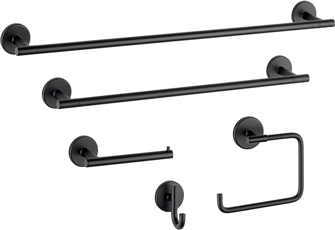 Delta Trinsic (3-Pack) Towel Hooks Matte Black Single Bathroom Hooks Wall Mounted for Robes & Towels Hand Towel Hook Holder Kitchen, Bathroom Accessories 75935-BL