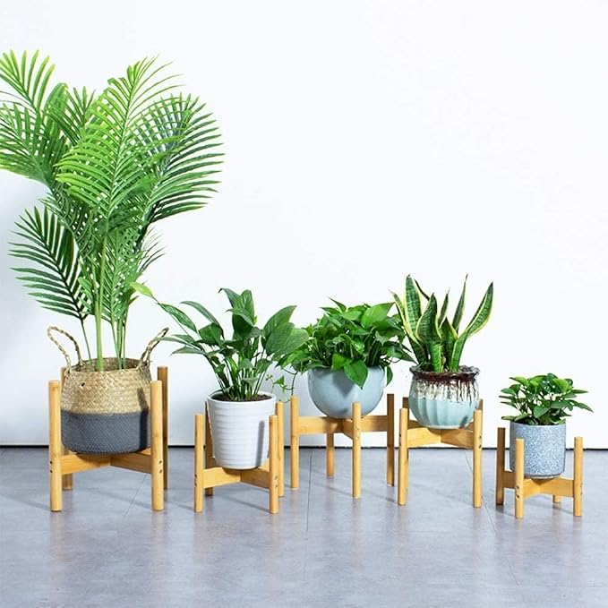 Mid Century Modern Indoor Plant Stand, Wood Flower Pot Holder for Home, Office, Garden, Patio, Lawn, Yard, Restaurant, Cafe (Color : Large)