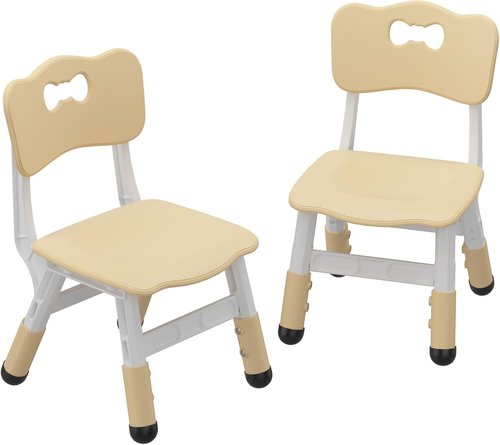 Skiennix 3-Level Adjustable Toddler Chair Set - Ergonomic Lightweight Plastic, 180 Lbs Capacity, Yellow | 2 Pack