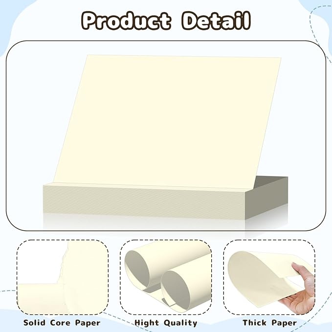 120 Sheets Cardstock 8.5x11, 65lb Cream Card Stock, Cream Construction Paper, 180gsm Thick Printer Paper for Printing, Painting, Card Making, Kids School Supplies,Party Decorations
