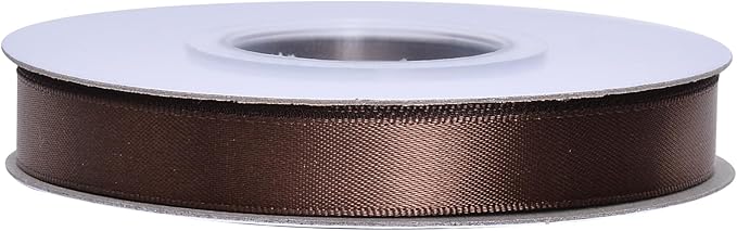 YAMA Brown Double Faced Satin Ribbon 1/2 Inch 25 Yards Brown Fabric Ribbon for Gift Wrapping Crafts Hair Bows Wedding Party Christmas Decoration