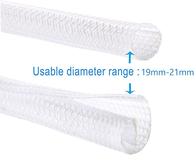 3/4"-25ft Braided Cable Sleeve Protector - Self-Wrapping Split Wire Loom for Home Theater, Pet-Proof Cord Organizer, Heat-Resistant, White