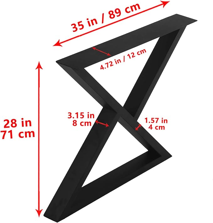 MBQQ 2 Pcs Rustic Triangle Shape Table Legs, Heavy Duty Metal, Dining & Desk, Industrial Modern, DIY Cast Iron Bench Legs (H28'xW35')
