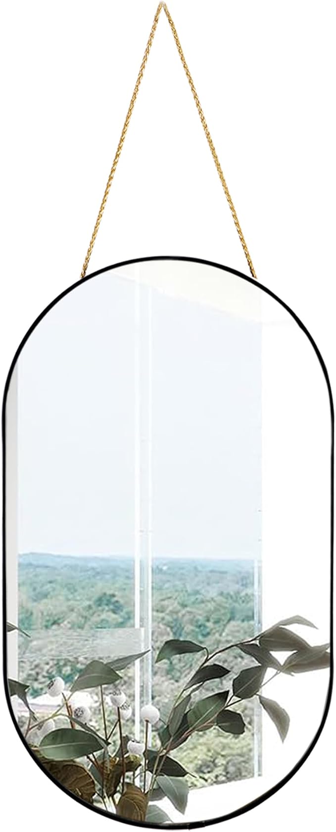 9.2x15.9 inch Black Mirror Oval,Wall Mirror Door Mirror PVC Plastic Frame