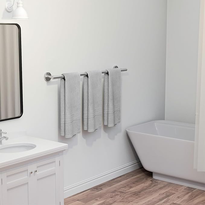 USHOWER Brushed Nickel Bath Towel Bar, 30-Inch Towel Rack for Bathroom Wall Mounted, Thicken SUS304 Stainless Steel Towel Rod (Total Length 32-Inch)