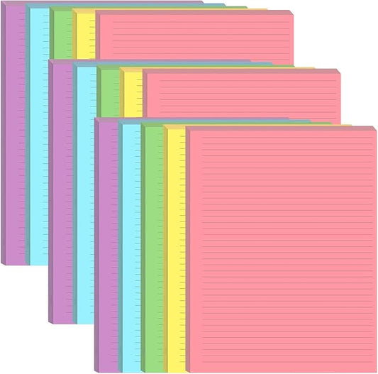 (3-Pack) Colorful Unpunched Lined Paper - 300 Sheets/600 Pages Loose Leaf Paper Line Refills, Per Color 60 Sheets, 8.5" x 11"