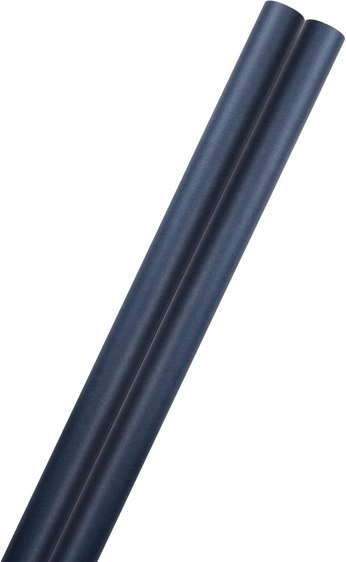 JAM Paper Gift Wrap - Matte Wrapping Paper - 50 Sq Ft Total (30 in x 10 Ft Each) - Matte Cobalt Navy Blue - 2 Rolls/Pack