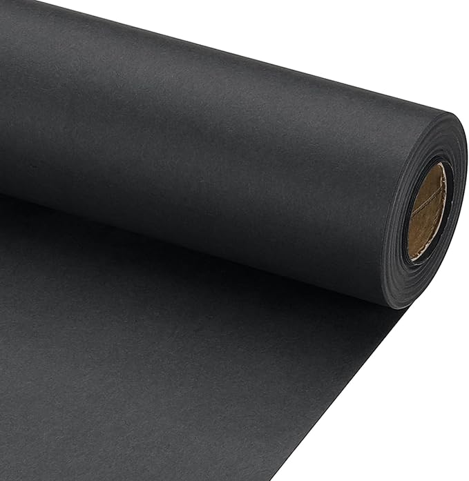 PATIKIL Wrapping Paper, 17" x 600"(49') 70 GSM Craft Paper Roll Kraft Packing Paper for Poster Bulletin Board, Gift Wrapping, Black
