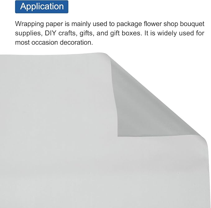 MECCANIXITY Flower Wrapping Fog Paper 22.8x22.8 Inch Waterproof Matte Floral Wrapping Paper for DIY Crafts, Gift/Gift Box Packaging Light Gray 20 Pcs