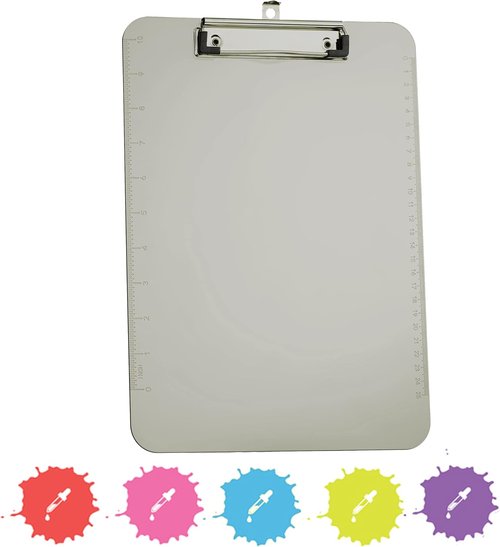 Enday Plastic Clipboard - Standard Size Grey Translucent Clip Board | Hangable, Holds 100 Sheets, 12.7” x 9”