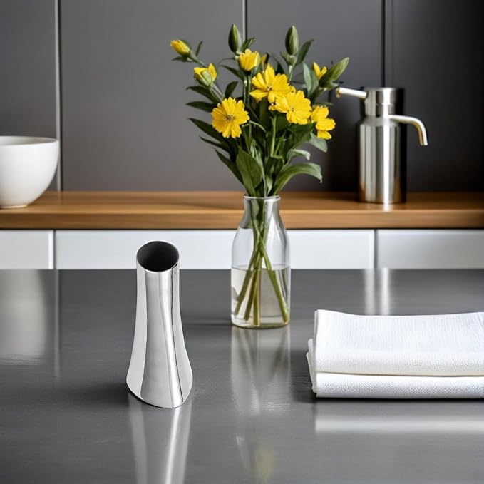 304 Stainless Steel Flower Vase - Elegant Metal Flower Arrangement Holder for Home Office Decoration 17Cm High Silver Finish