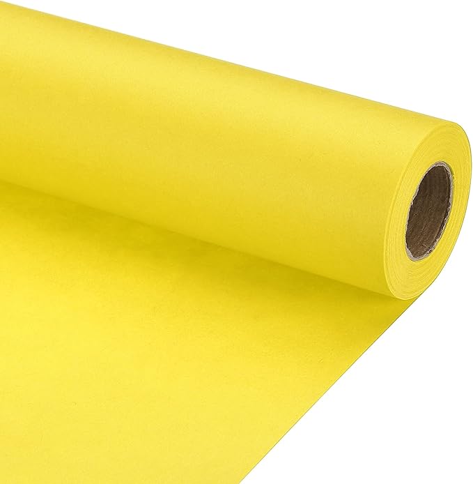 PATIKIL Wrapping Paper, 20" x 450"(37') 70 GSM Craft Paper Roll Kraft Packing Paper for Poster Bulletin Board, Gift Wrapping, Yellow