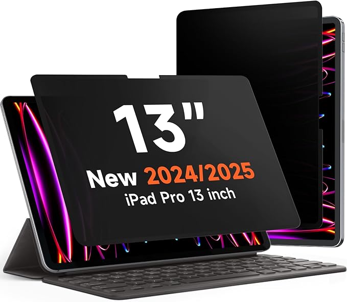Mamol Upgrade 360° Privacy Screen Protector for Apple iPad Pro 13 inch 7th M4 2024/ 8th M5 2025, Magicsuction 4-Way Anti Spy Glare Blue Light Filter, High Sensitive/Bubble Free/Reusable