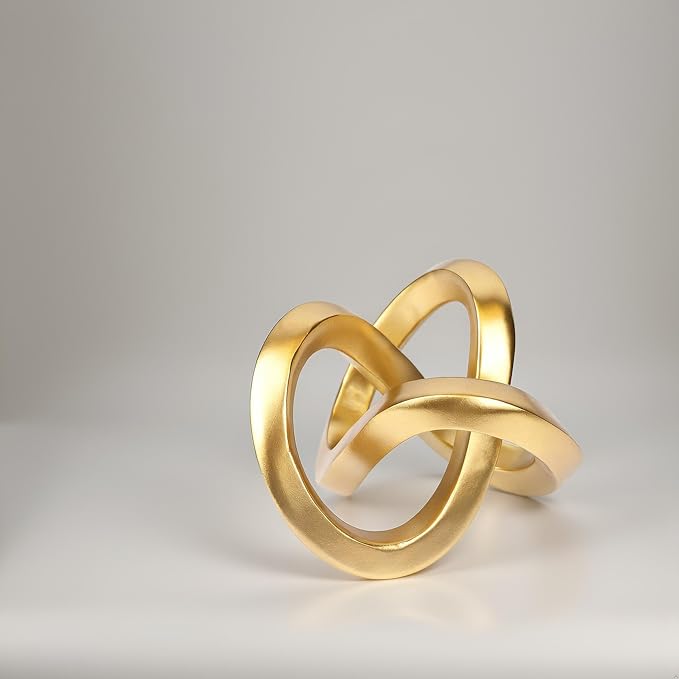 Knot Geometric Sculpture Decor,Mid Century Modern Abstract Figurines,Home Decor Statue,Bookcase Decor,Decorative Accents for Living Room, Coffee Table, Office Desktop, Shelf (Gold)