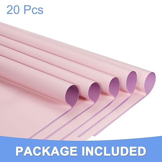 Double Sided Color Flower Wrapping Paper - 20 Sheet Waterproof Floral Bouquet Wrapping Paper Fits for Wedding Graduation Gifts - (22.8x22.8 Inch, Purple)
