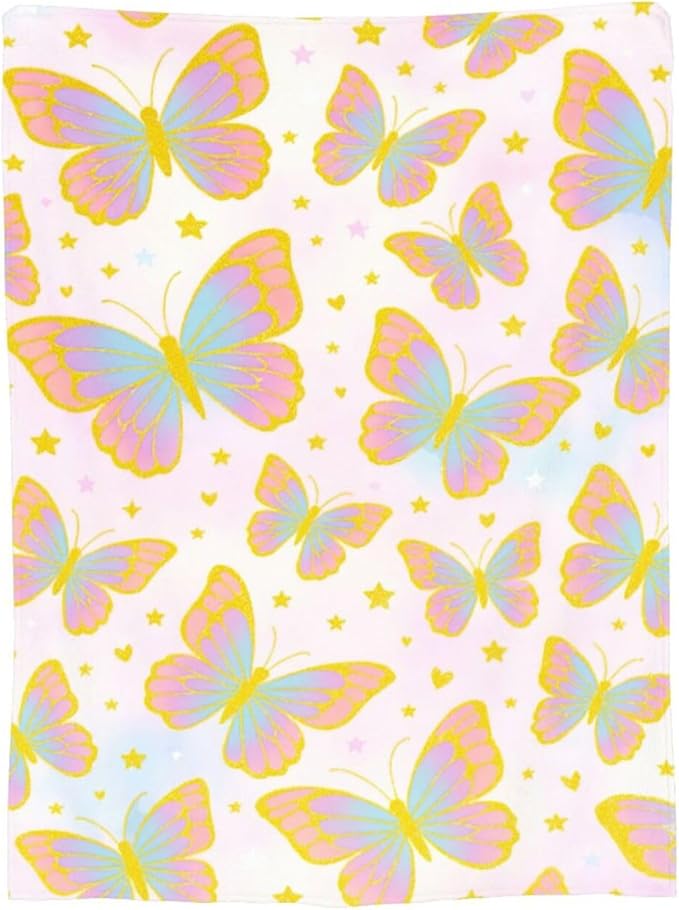 Butterfly Blanket for Women Butterflies Throw Blanket Soft Cozy Fleece Fuzzy Stuffed Plush Flannel Animal Gifts for Girls Kids Adults 50"X60"