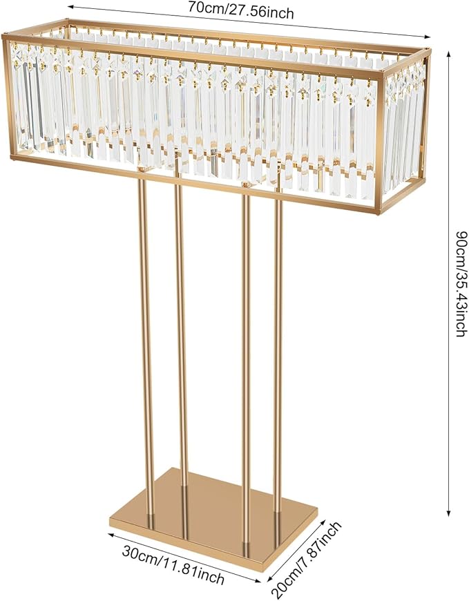 Gold Wedding Flower Stand, 35.4 Inch Elegant Tall Wedding Centerpiece Stand with Crystal Pendants, Flower Holders Floral Display Rack for Wedding Home Party Decoration