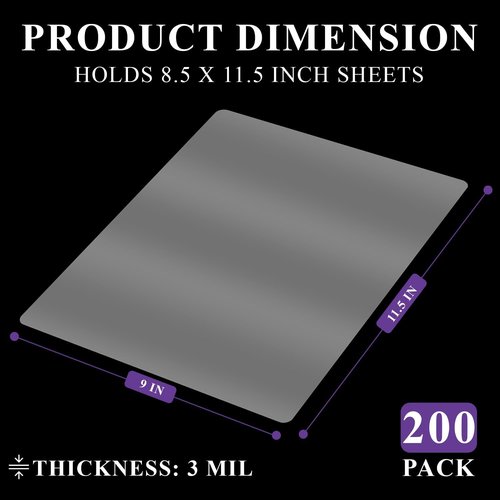 Laminating Sheets | Skiennix 8.5 x 11 Thermal Pouches - 200 Pack, 3 Mil Clear Plastic for Letter Size