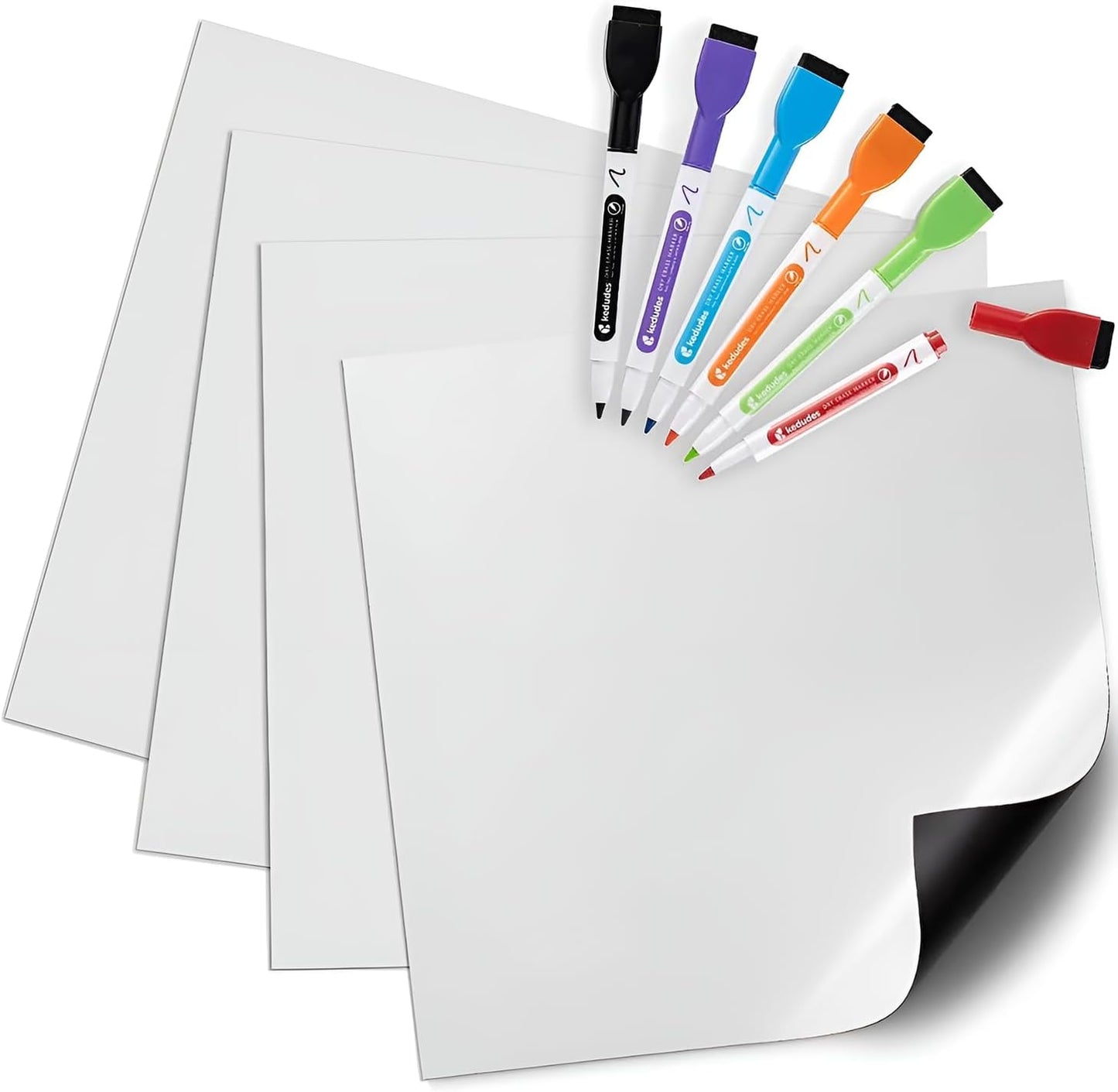 Skiennix Magnetic Whiteboard Set - 4 Dry Erase Boards for Refrigerator | 10x10 Inches with 6 Markers