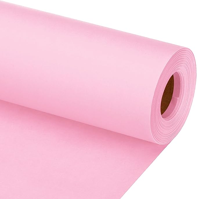 PATIKIL Wrapping Paper, 15"x800"(66') Bulletin Board Paper Roll Kraft Paper Roll Construction 80GSM for Shipping Packing Gift Wrapping Craft Flower Bouquet Christmas, Pink