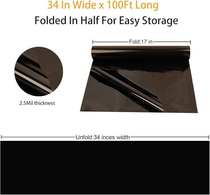 CMFYHM Black Cellophane Wrap Roll,Colorful Cello 34 In Wide X 100 Ft Long, Translucent Colored Cellophane Wrapping Paper for Gift Baskets Wrap, Treats, Holiday, DIY Arts Crafts Decoration (Black)
