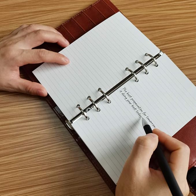 A6 Lined Refill Paper, 100 Sheets/200 Pages Loose Leaf Paper for Filofax Person Binders, 6 Holes Punched, 100gsm Ruled White Filler Paper, 3.75'' x 6.75''