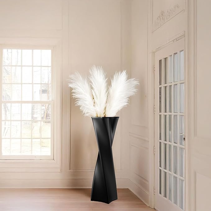 Black Tall Floor Vase 27.5in Resin Black Heart Shaped Vases Perfect for Dry or Faux Flowers Entryway Large Decorative Standing Vase for Living Room Home Corner Indoor Office